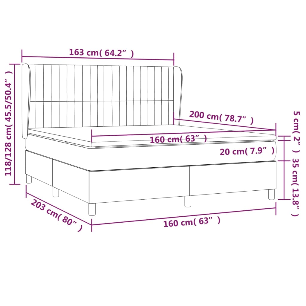 Boxspringbett mit Matratze Dunkelgrau 160x200 cm Stoff