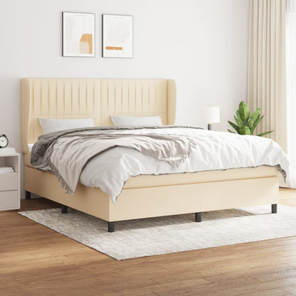 Boxspringbett mit Matratze Creme 160x200 cm Stoff