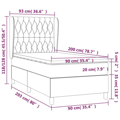 Boxspringbett mit Matratze Taupe 90x200 cm Stoff