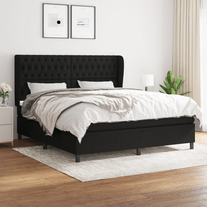 Box spring bed with mattress black 180x200 cm fabric