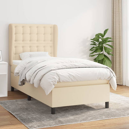 Boxspringbett mit Matratze Creme 90x200 cm Stoff