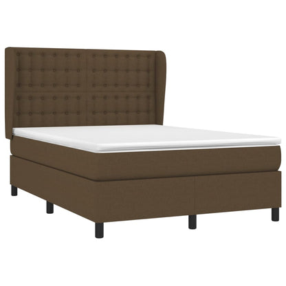 Box spring bed with mattress dark brown 140x200 cm fabric