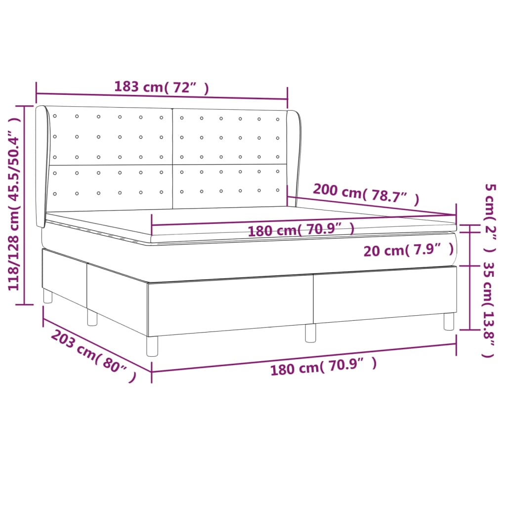 Boxspringbett mit Matratze Dunkelbraun 180x200 cm Stoff