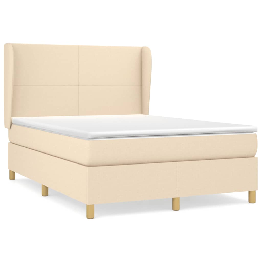 Boxspringbett mit Matratze Creme 140x200 cm Stoff