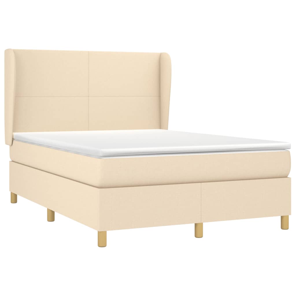 Boxspringbett mit Matratze Creme 140x200 cm Stoff