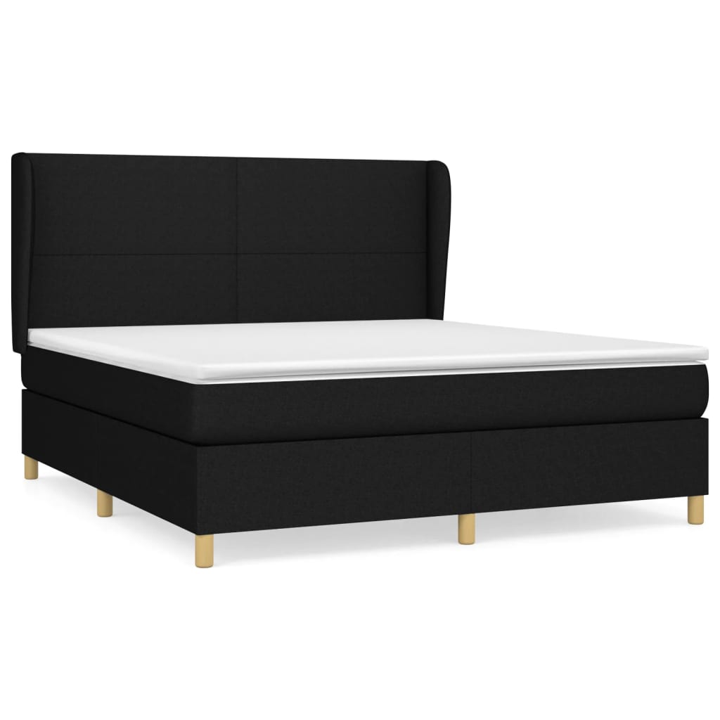 Box spring bed with mattress black 160x200 cm fabric