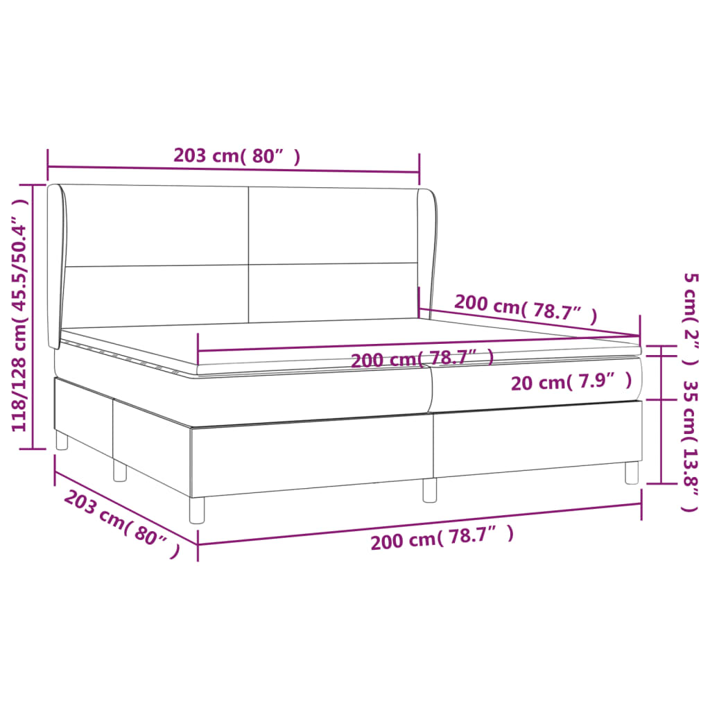 Boxspringbett mit Matratze Hellgrau 200x200 cm Stoff