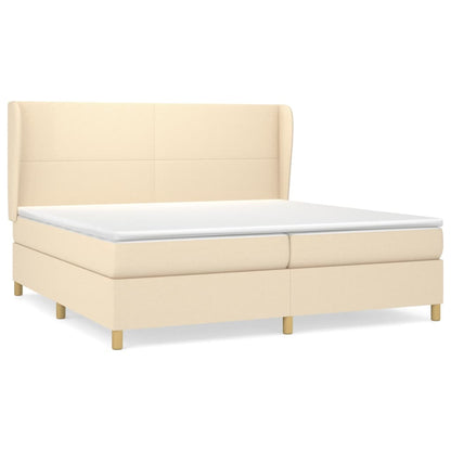 Boxspringbett mit Matratze Creme 200x200 cm Stoff