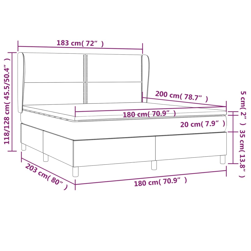 Boxspringbett mit Matratze Hellgrau 180x200 cm Stoff