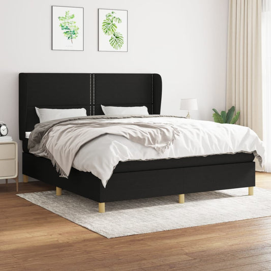 Boxspringbett mit Matratze Schwarz 180x200 cm Stoff