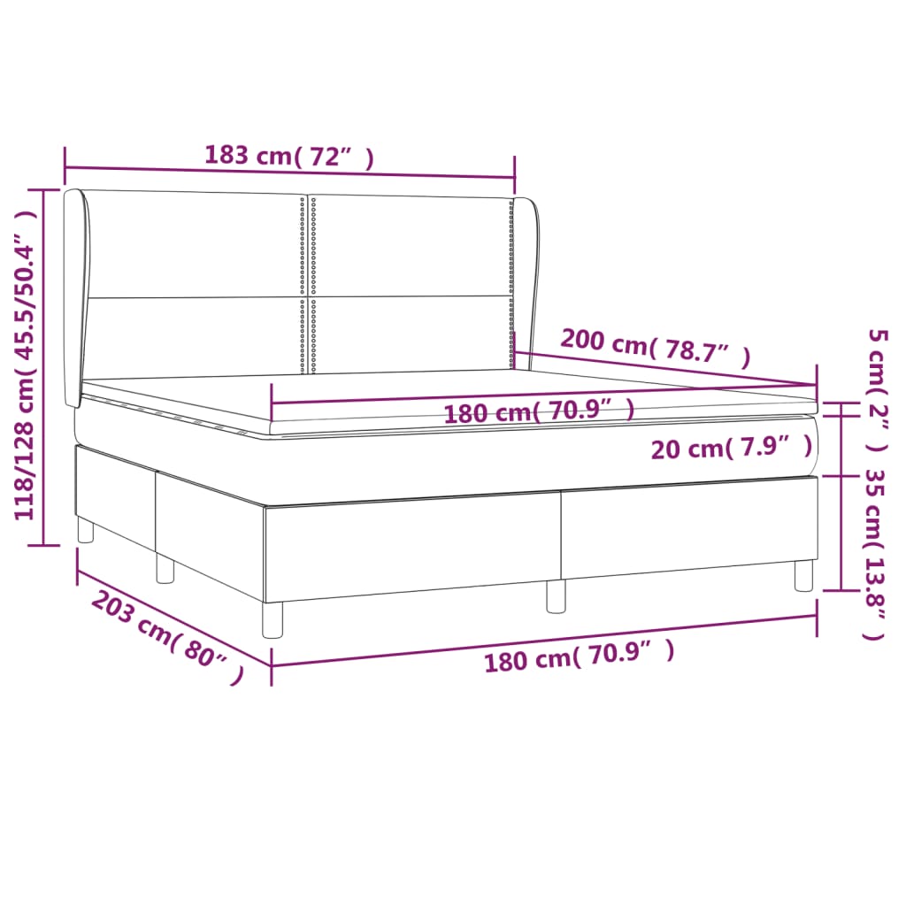 Boxspringbett mit Matratze Creme 180x200 cm Stoff