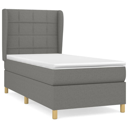 Boxspringbett mit Matratze Dunkelgrau 90x200 cm Stoff