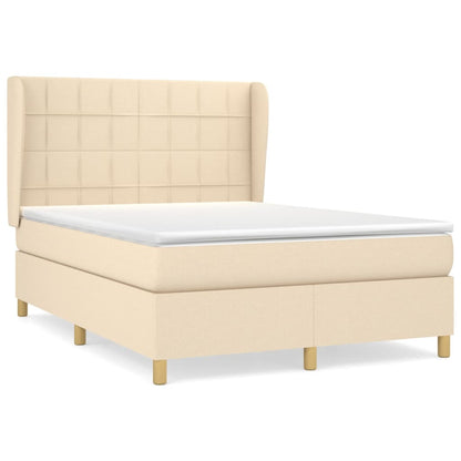 Box spring bed with mattress cream 140x200 cm fabric