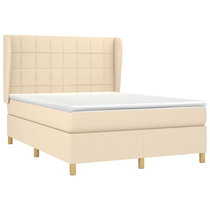 Box spring bed with mattress cream 140x200 cm fabric