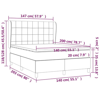 Box spring bed with mattress cream 140x200 cm fabric