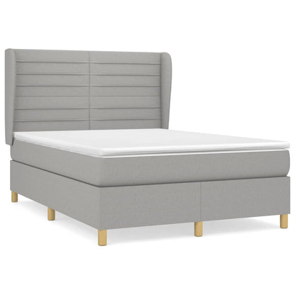 Box spring bed with mattress light grey 140x200 cm fabric