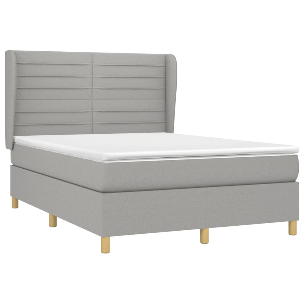 Box spring bed with mattress light grey 140x200 cm fabric