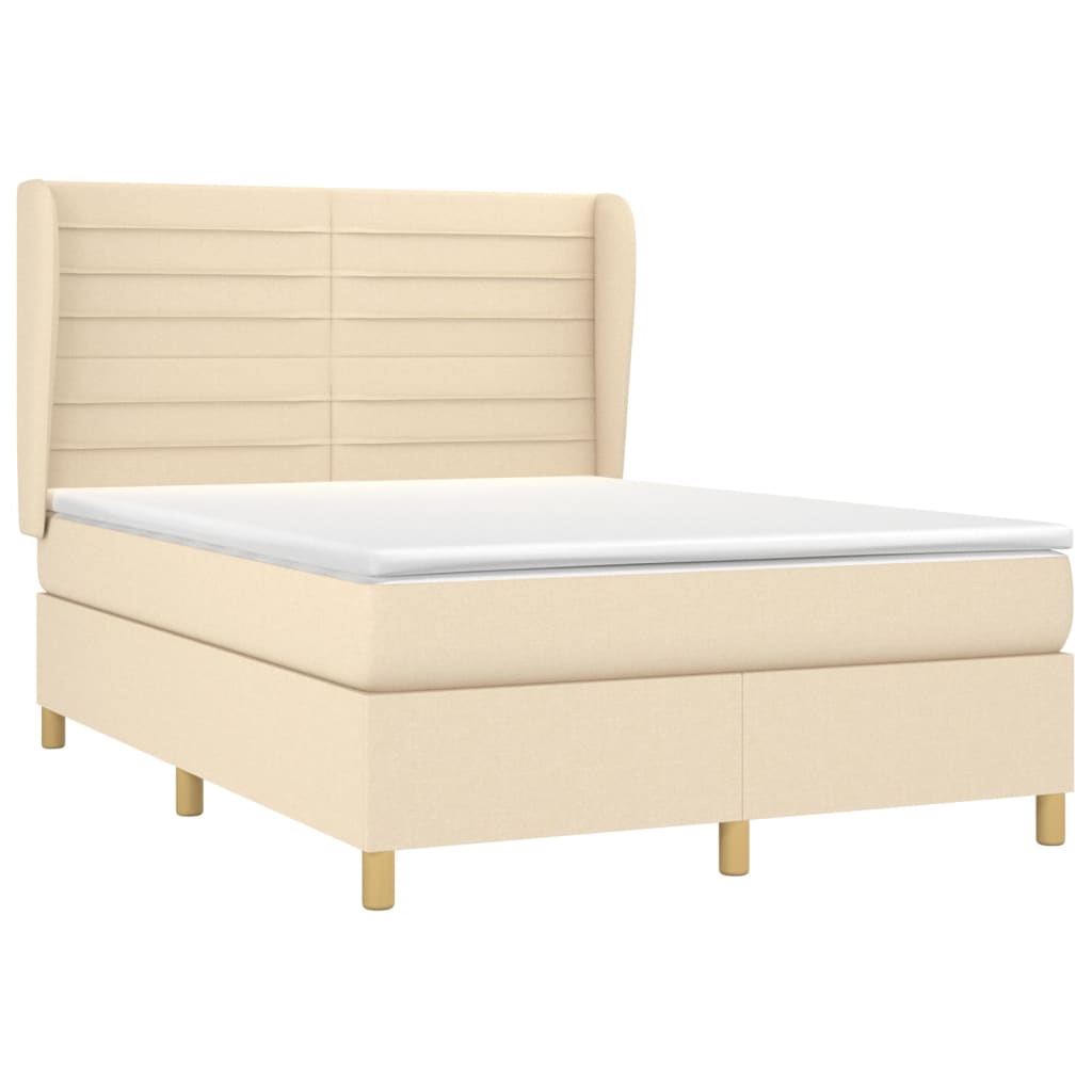 Boxspringbett mit Matratze Creme 140x200 cm Stoff