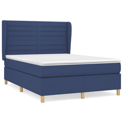 Boxspringbett mit Matratze Blau 140x200 cm Stoff