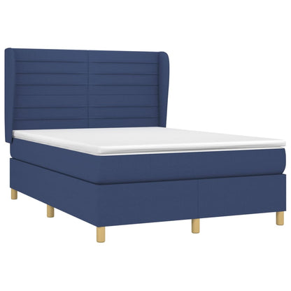 Boxspringbett mit Matratze Blau 140x200 cm Stoff