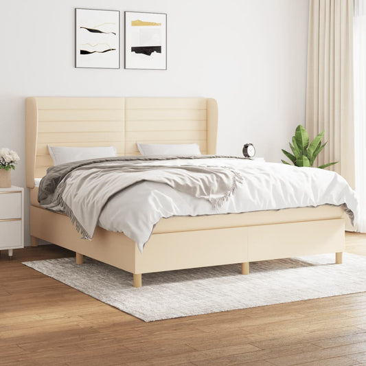 Boxspringbett mit Matratze Creme 160x200 cm Stoff