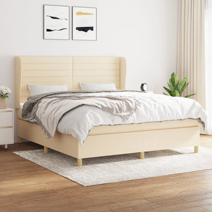 Boxspringbett mit Matratze Creme 180x200 cm Stoff