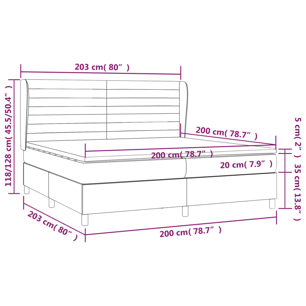 Boxspringbett mit Matratze Hellgrau 200x200 cm Stoff