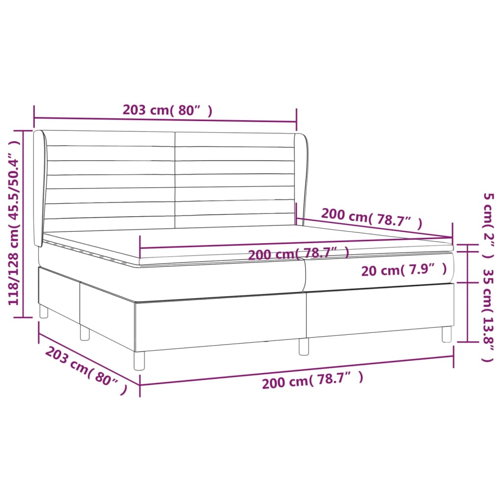 Boxspringbett mit Matratze Creme 200x200 cm Stoff