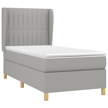 Boxspringbett mit Matratze Hellgrau 90x200 cm Stoff