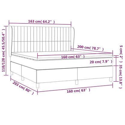 Boxspringbett mit Matratze Hellgrau 160x200 cm Stoff