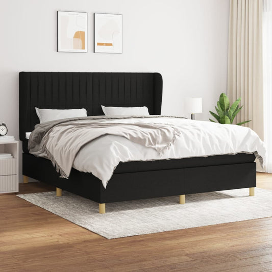 Box spring bed with mattress black 160x200 cm fabric