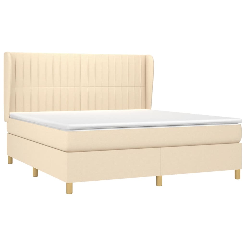 Boxspringbett mit Matratze Creme 160x200 cm Stoff