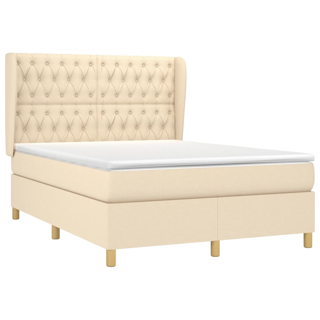 Boxspringbett mit Matratze Creme 140x200 cm Stoff