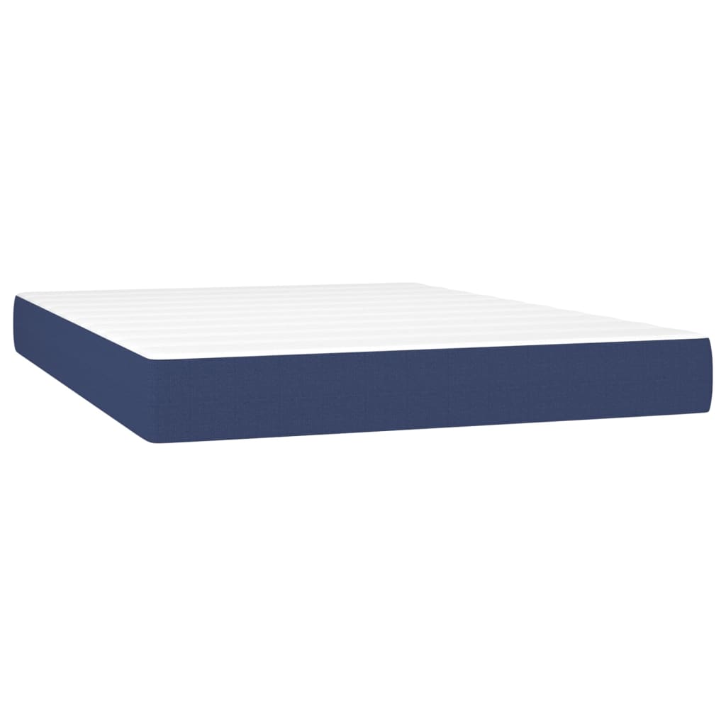 Box spring bed with mattress blue 140x200 cm fabric