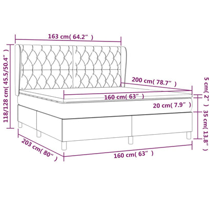 Box spring bed with mattress blue 160x200 cm fabric