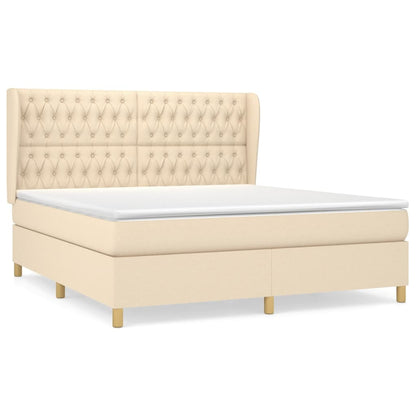 Boxspringbett mit Matratze Creme 180x200 cm Stoff