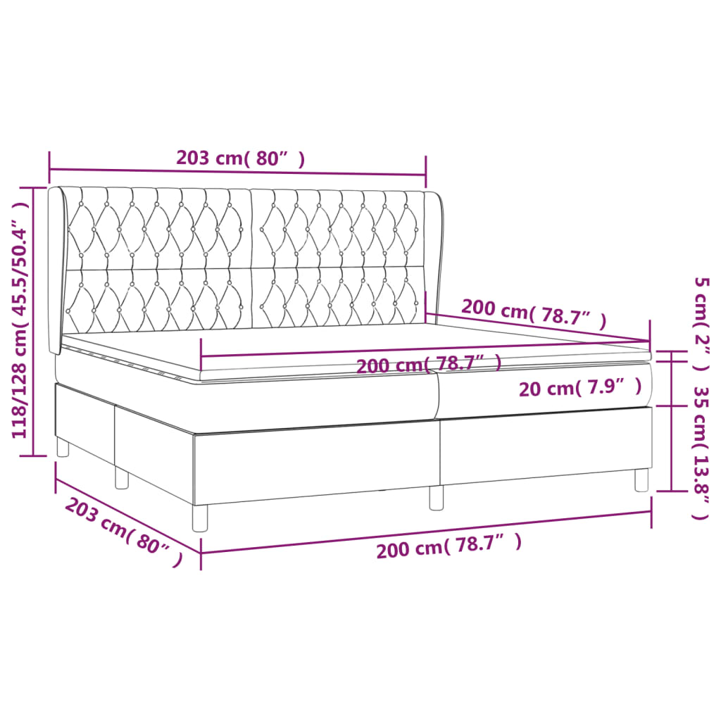 Boxspringbett mit Matratze Dunkelbraun 200x200 cm Stoff