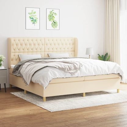 Boxspringbett mit Matratze Creme 200x200 cm Stoff