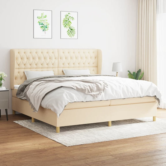 Boxspringbett mit Matratze Creme 200x200 cm Stoff