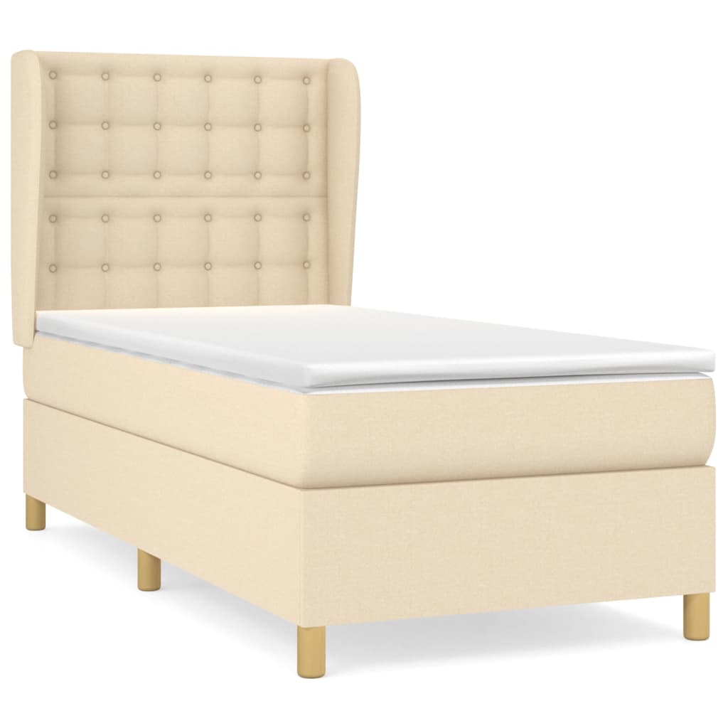 Boxspringbett mit Matratze Creme 90x200 cm Stoff