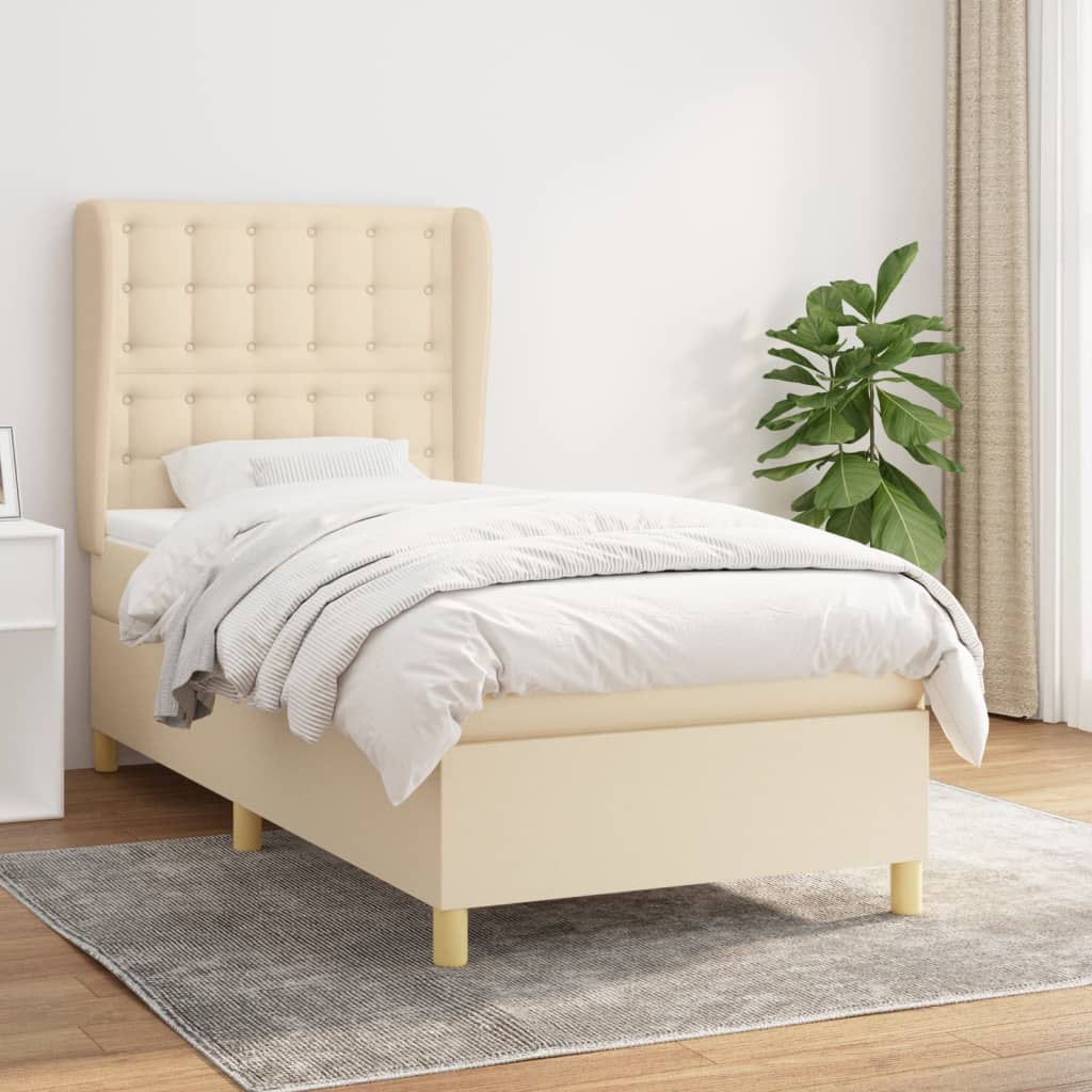 Boxspringbett mit Matratze Creme 90x200 cm Stoff