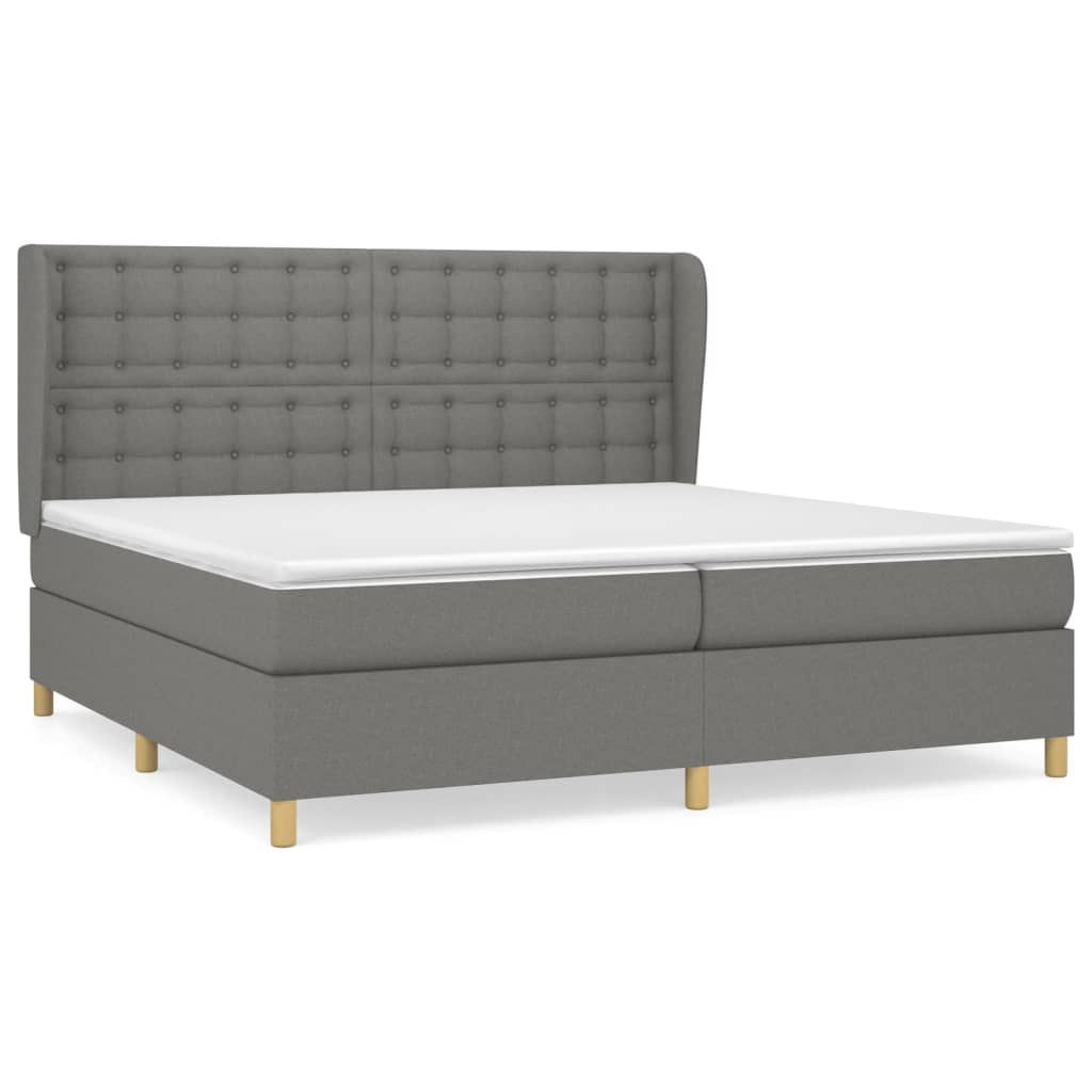 Box spring krevet s madracem tamno siva tkanina 200x200 cm