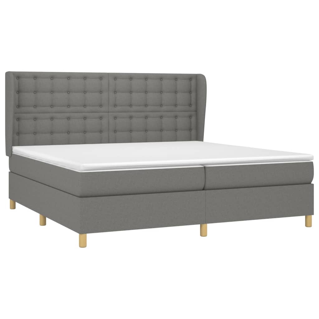 Box spring krevet s madracem tamno siva tkanina 200x200 cm