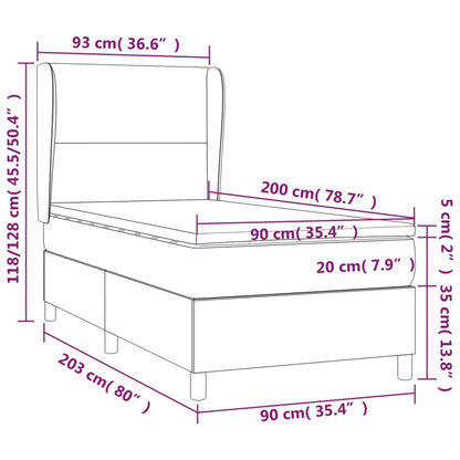 Boxspringbett mit Matratze Weiß 90x200 cm Kunstleder