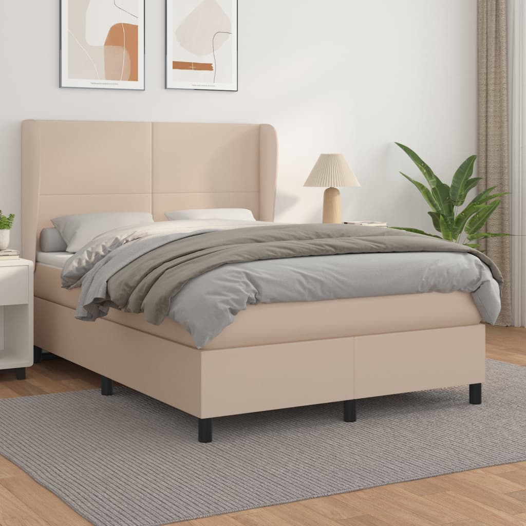 Boxspringbett Matratze Cappuccino-Braun 140x200cm Kunstleder