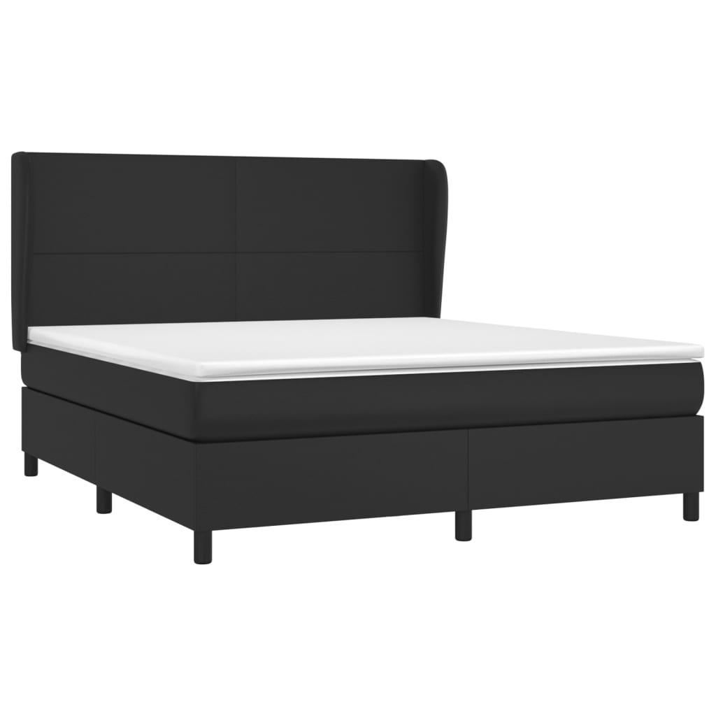 Box spring bed with mattress black 160x200 cm artificial leather