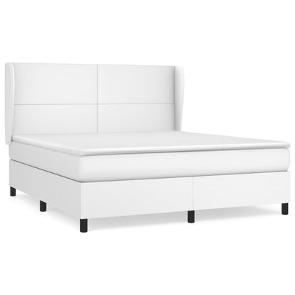 Box spring bed with mattress white 160x200 cm artificial leather