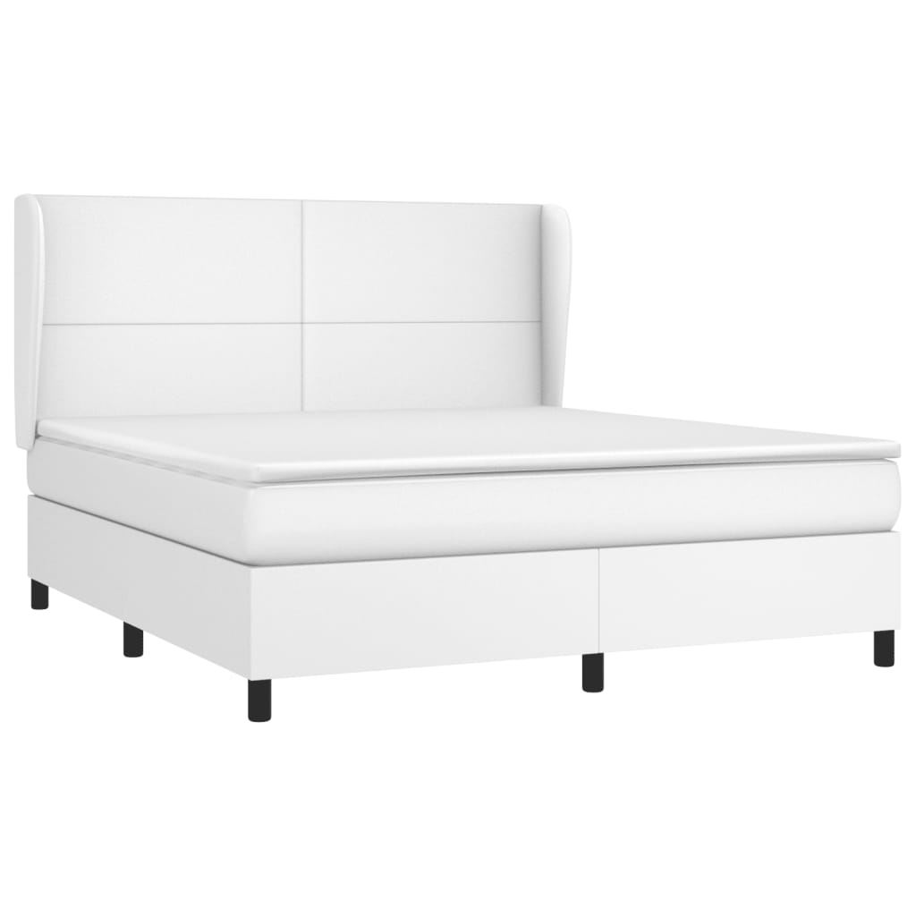 Box spring bed with mattress white 160x200 cm artificial leather