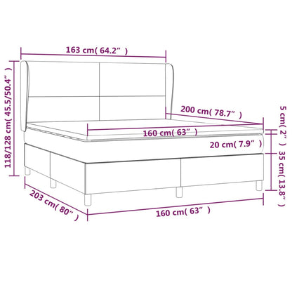 Box spring bed with mattress white 160x200 cm artificial leather