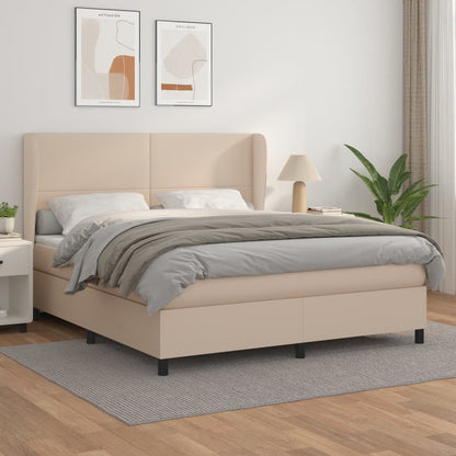 Boxspringbett Matratze Cappuccino-Braun 160x200 cm Kunstleder